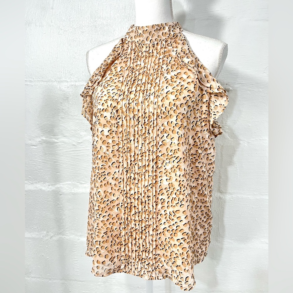 EXPRESS CHEETAH PRINT RUFFLE DETAIL HALTER TOP (a109)